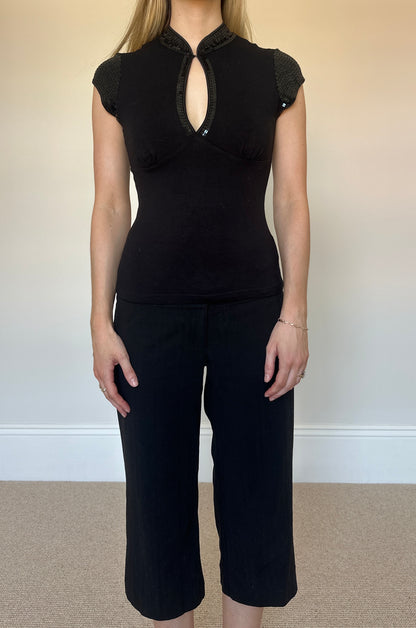 Vintage sequin key-hole top