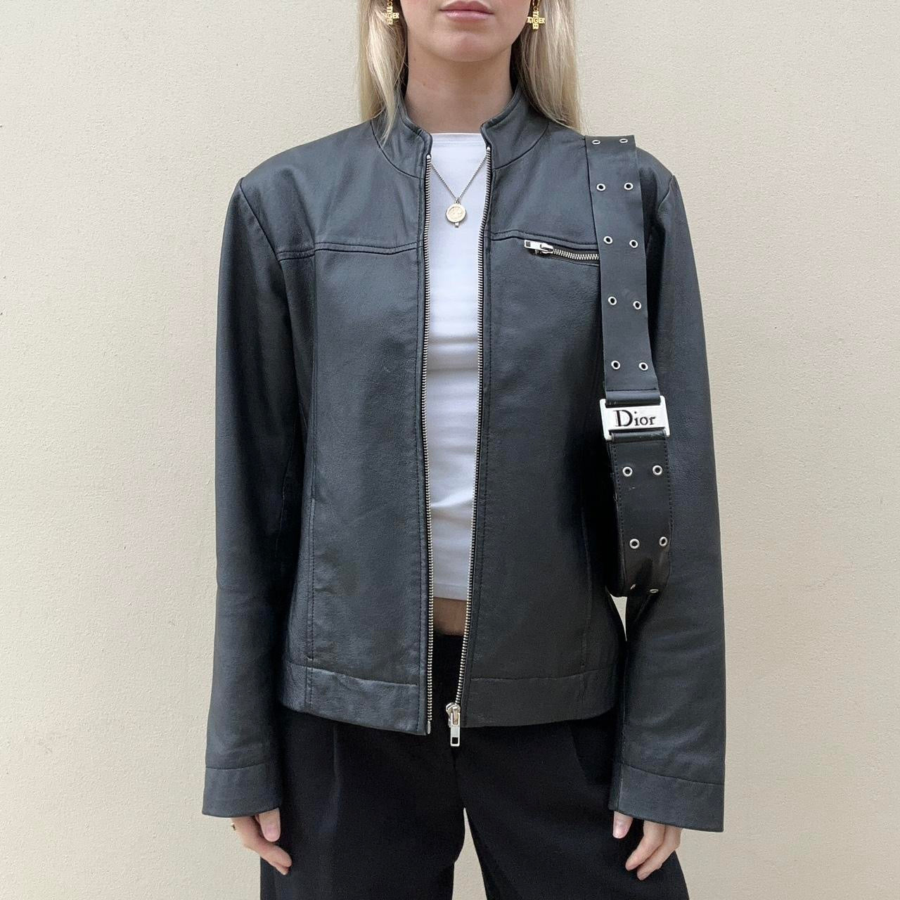 Vintage 00s black leather jacket