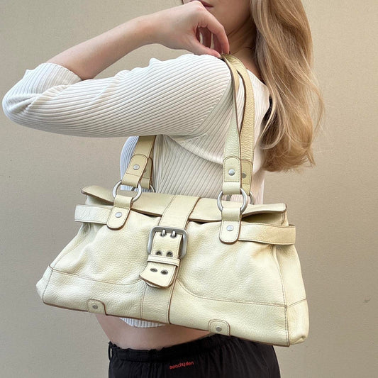 Vintage 00s pale yellow leather bag