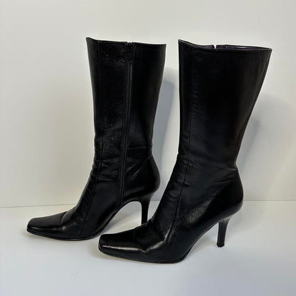 Vintage 00s black square toe boots