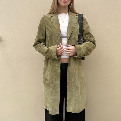 Sage green real suede blazer