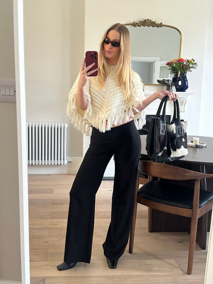 Vintage cream knit poncho