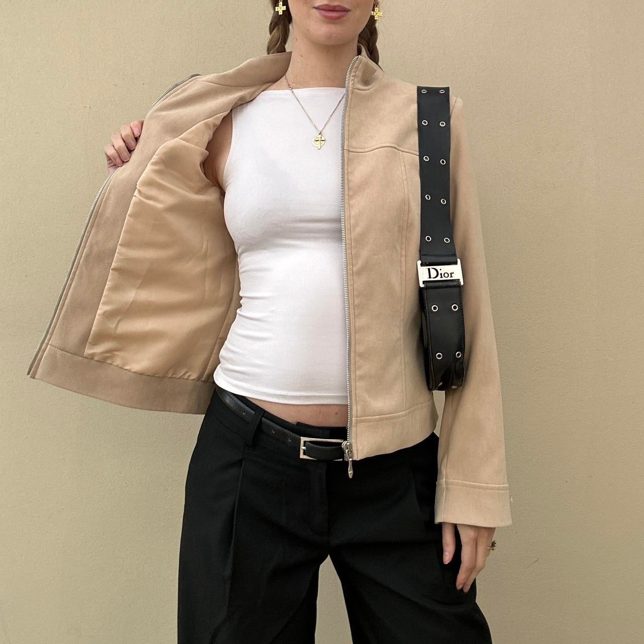 Vintage 00s camel faux suede jacket