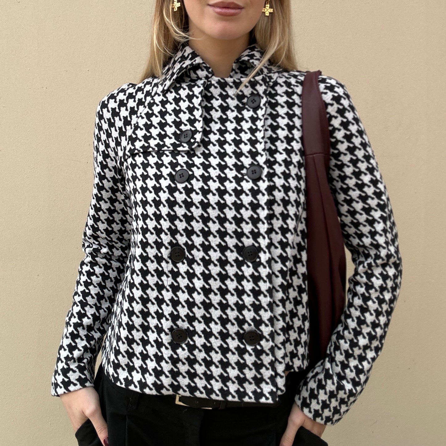 Vintage houndstooth double breasted jacket