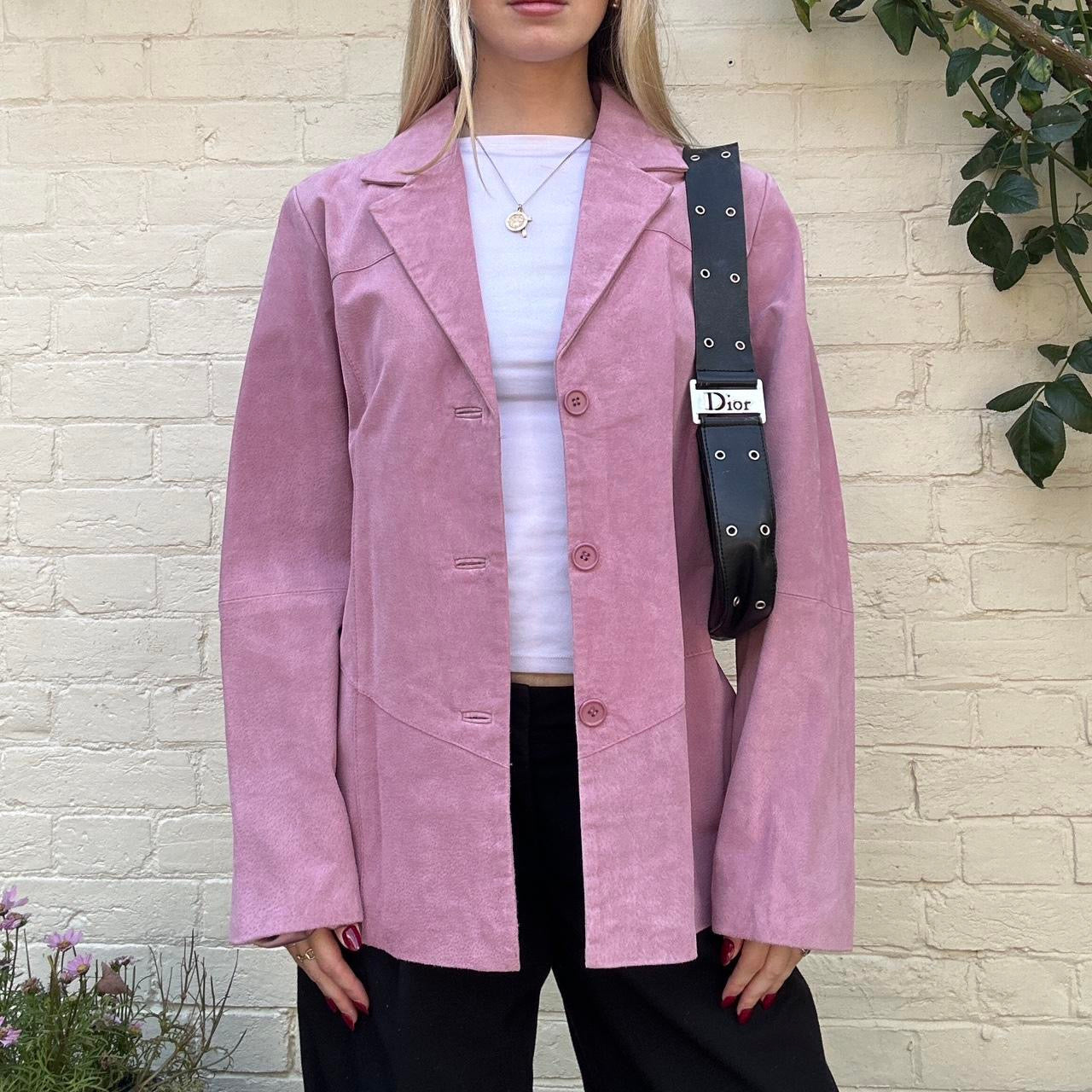 Vintage 00s dusty pink real suede jacket