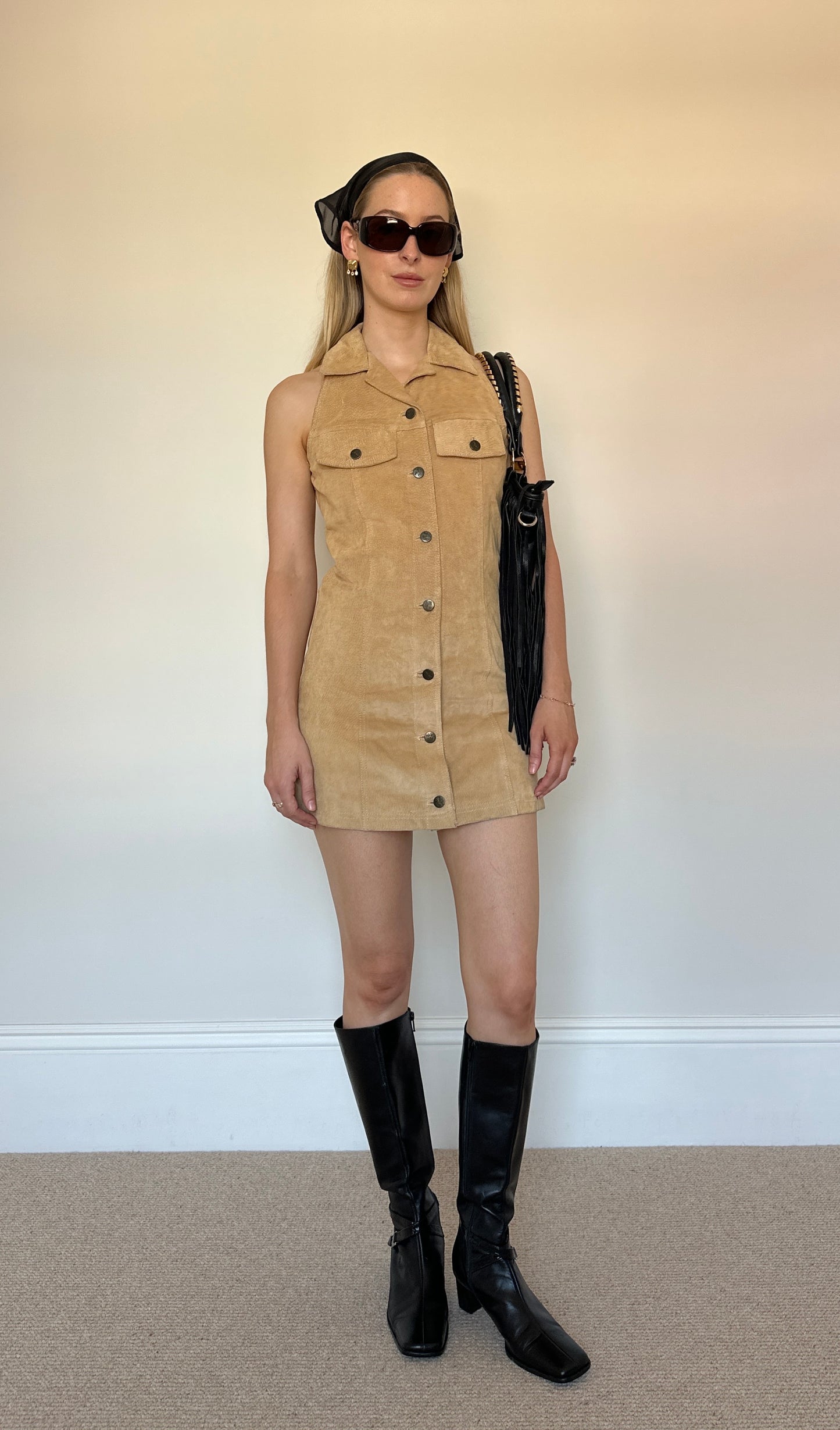 Vintage real suede mini dress