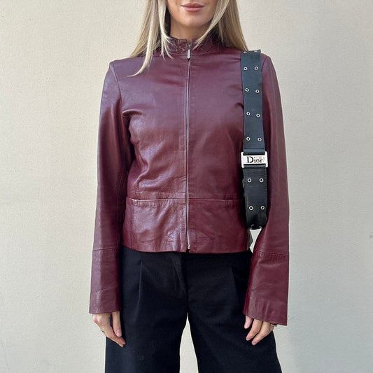 Vintage 00s burgundy leather jacket
