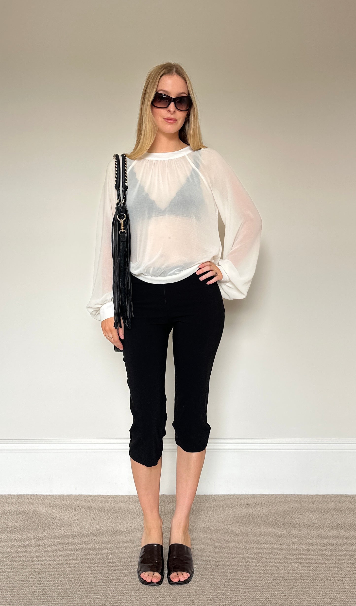 Vintage White Open Back Blouse