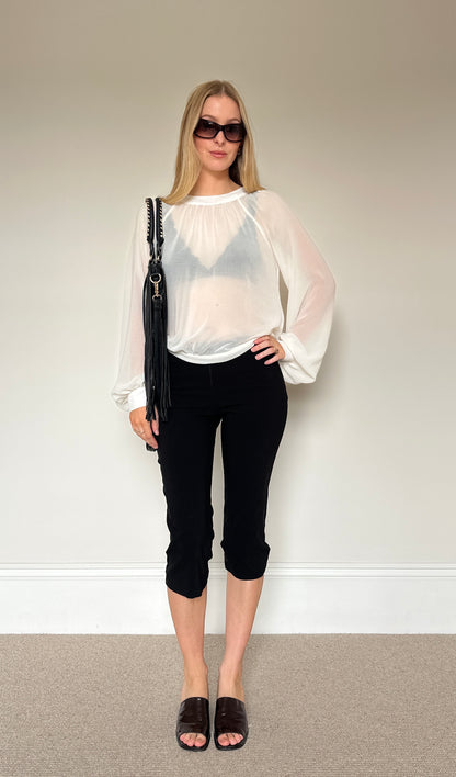 Vintage White Open Back Blouse