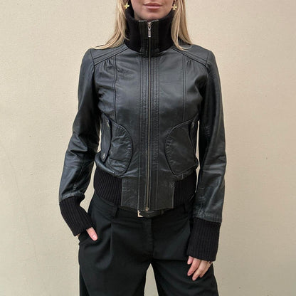 Vintage 00s black leather jacket