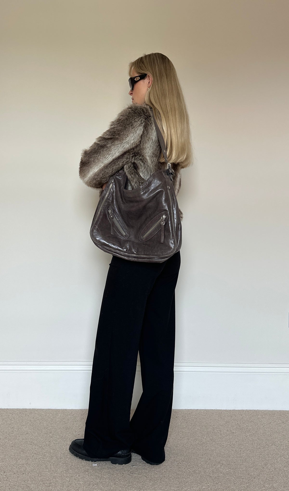 Vintage Grey Leather Bag