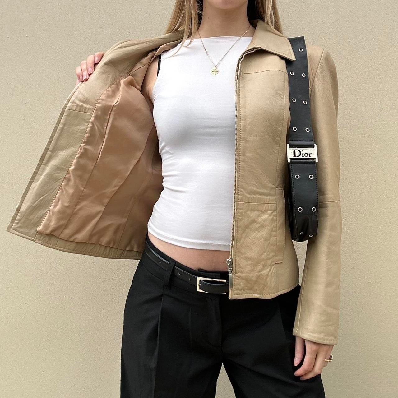 Vintage 00s cream leather jacket