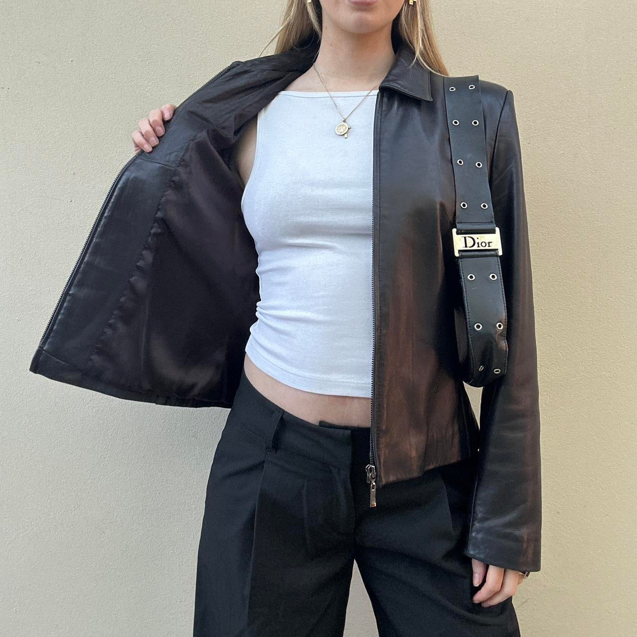 Vintage 00s black leather jacket