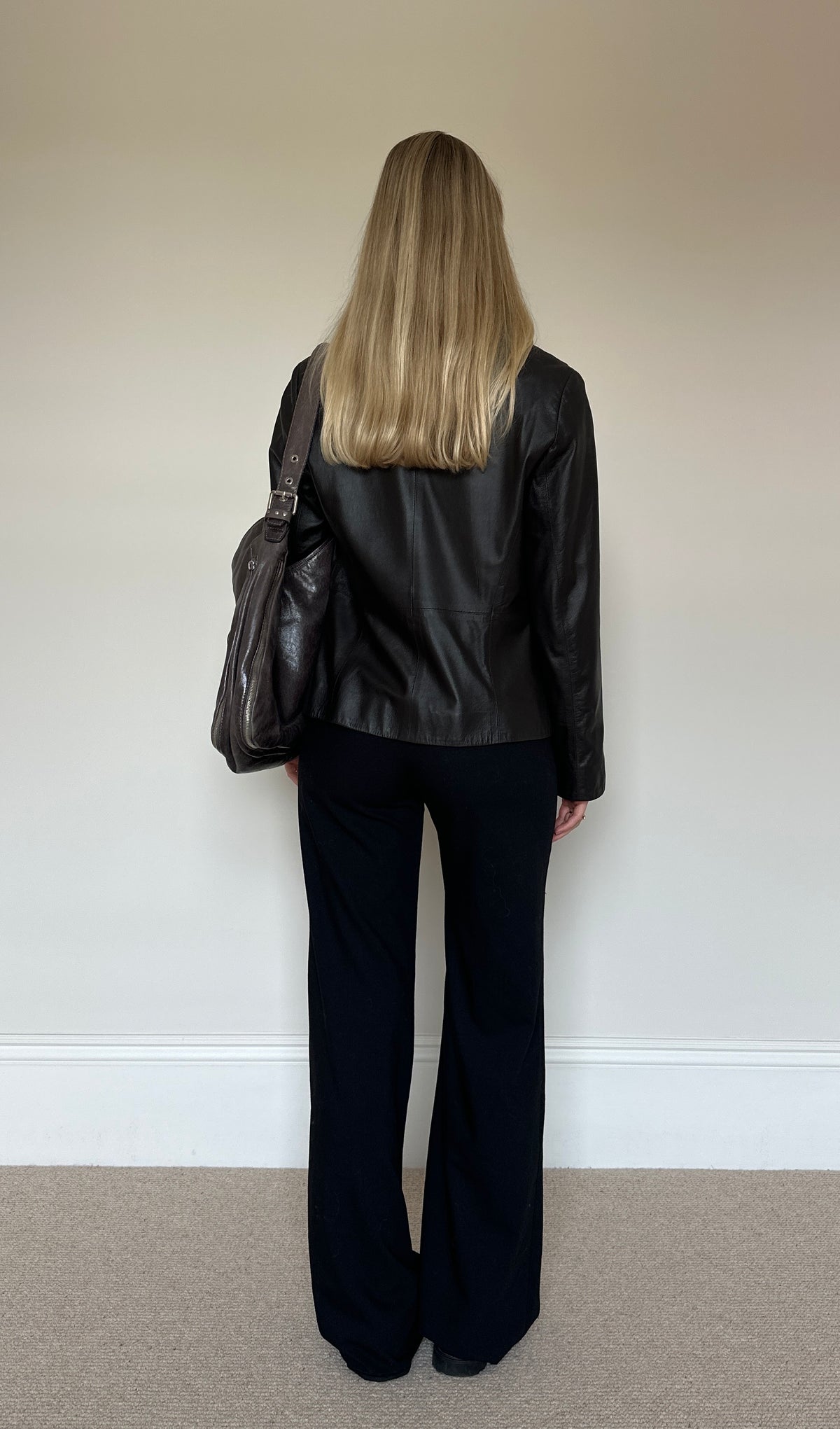 Vintage real leather fur jacket