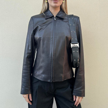 Vintage 00s black leather jacket