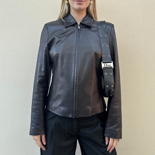 Vintage 00s black leather jacket