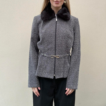 Vintage fur collar & buckle jacket