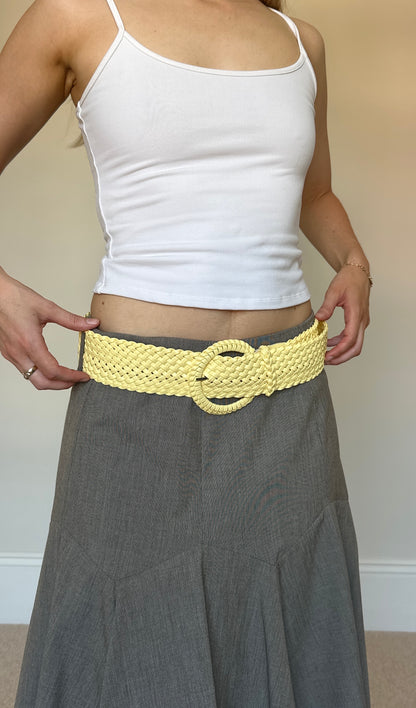 Vintage grey skirt & butter yellow belt