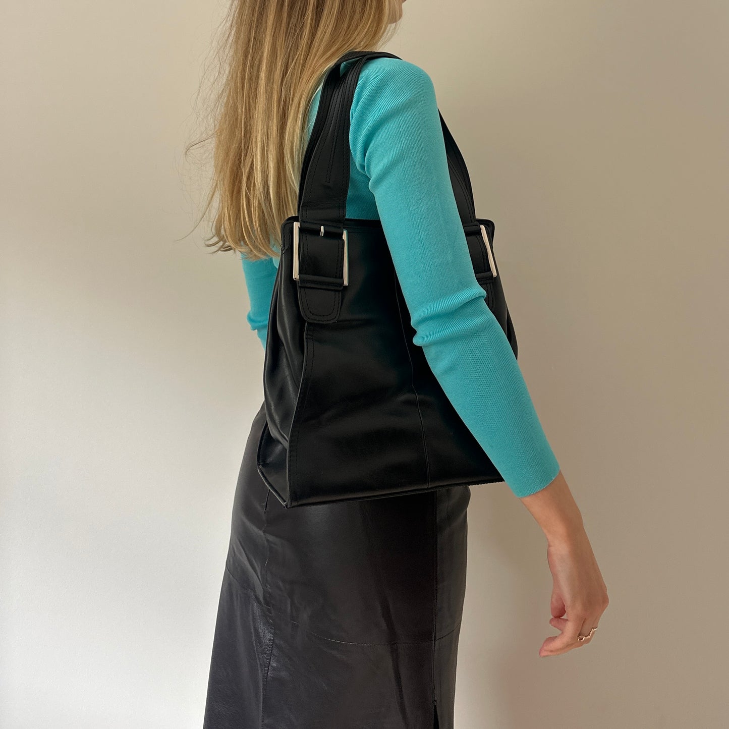 Vintage black buckle bag