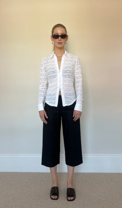 Vintage zip white blouse
