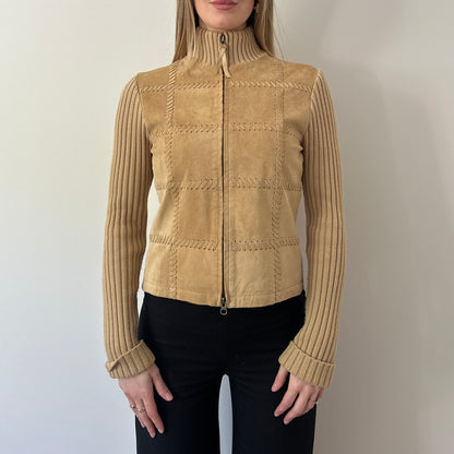 Vintage suede knit jumper jacket