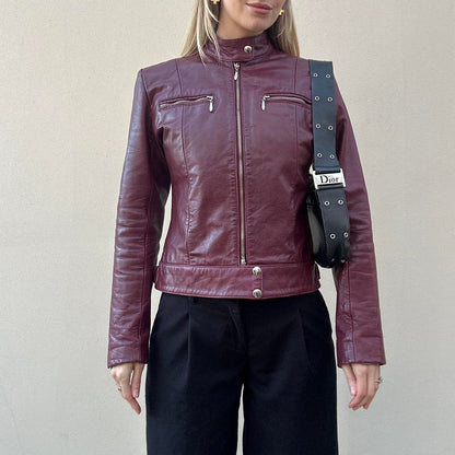 Vintage 00s burgundy biker jacket