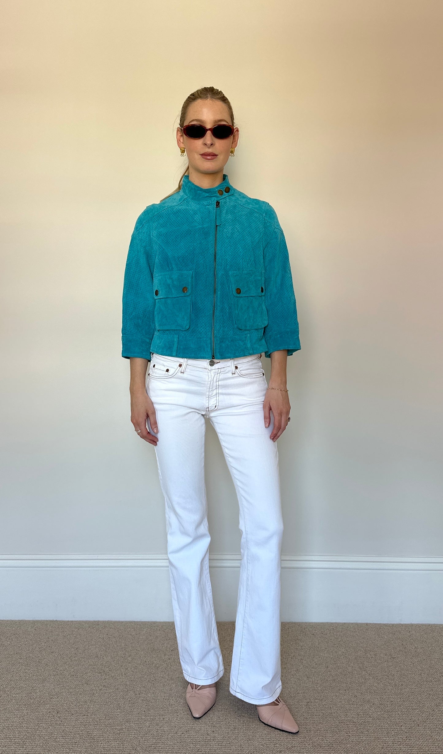 Vintage turquoise suede jacket
