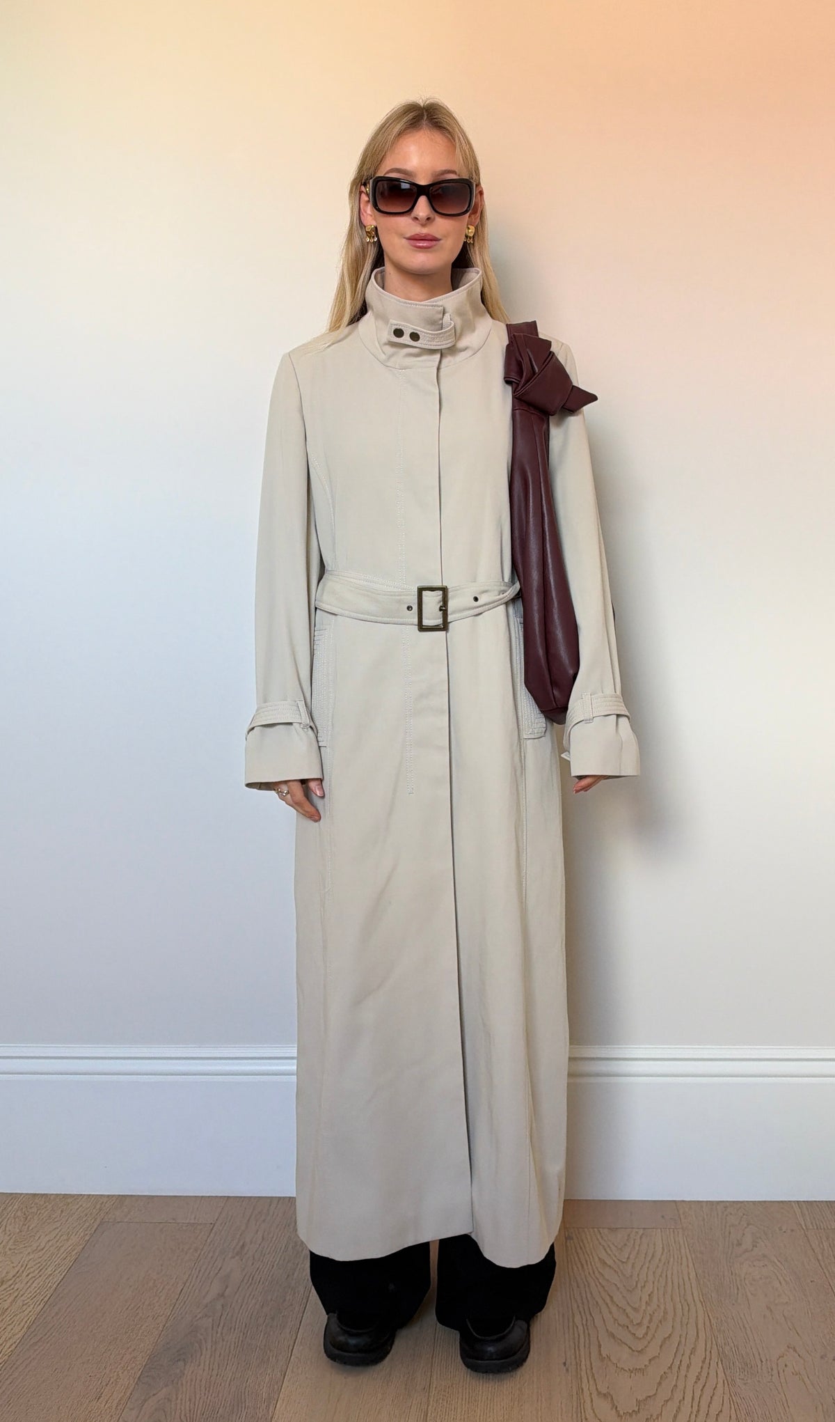 Vintage Cream Full length Trench Coat
