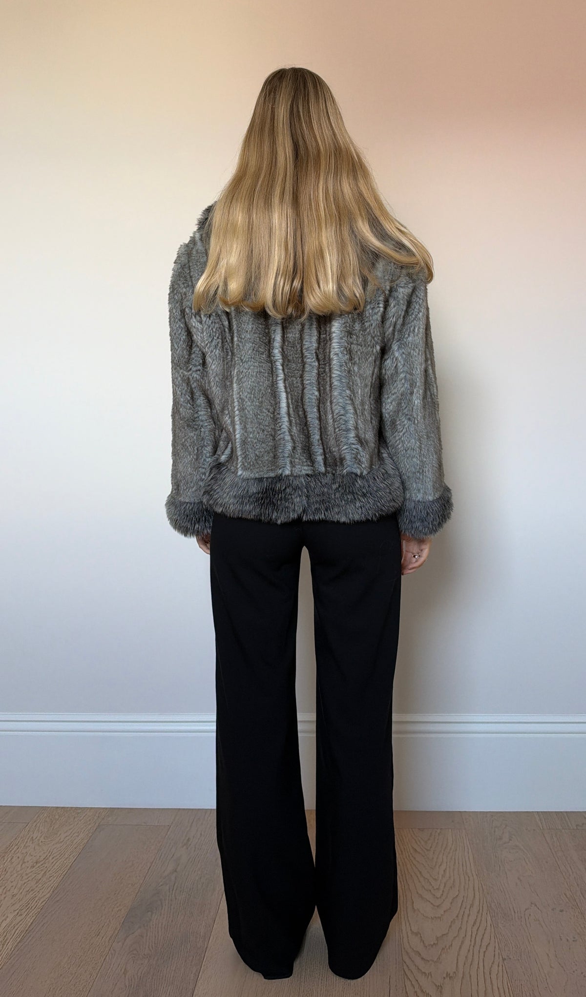 Vintage Grey Faux Fur Jacket