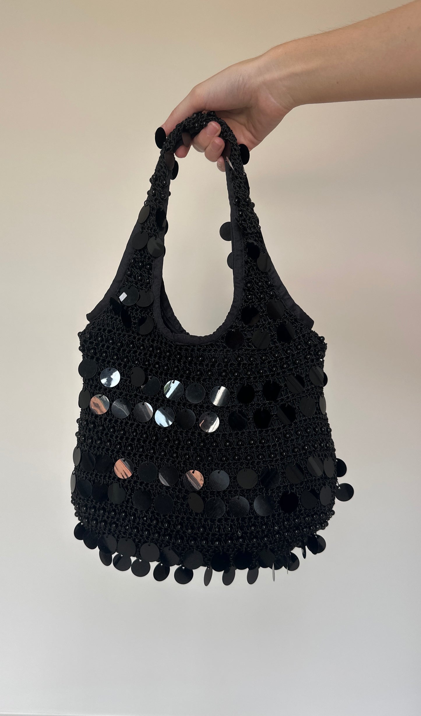 Vintage crochet sequin bag