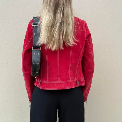Vintage 00s red suede biker jackets