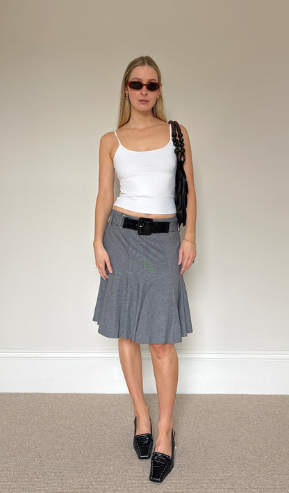 Vintage belted midi skirt