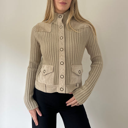 Vintage suede & knit jumper jacket