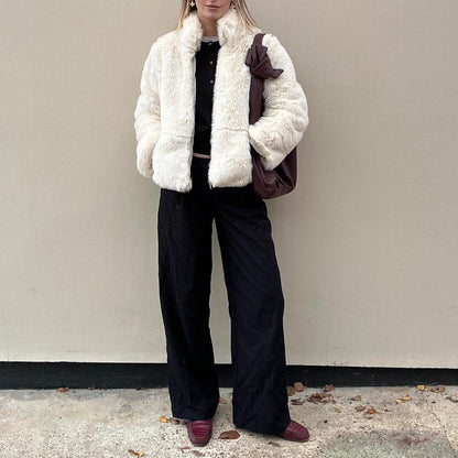 Vintage ELLE white fur coat