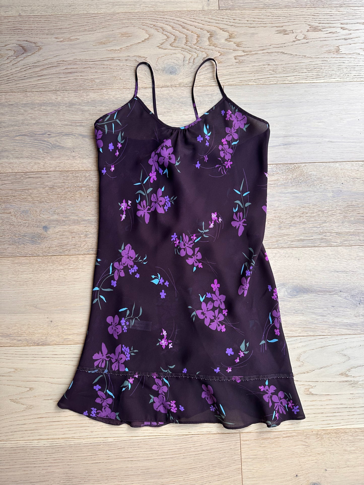 SALE Vintage purple sheer floral dress