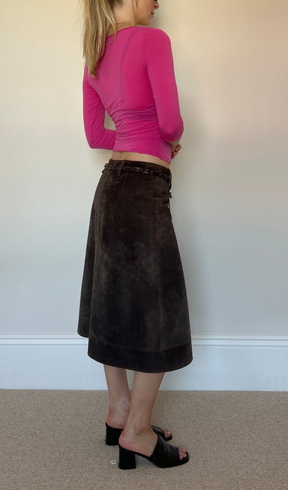 Vintage real suede brown skirt