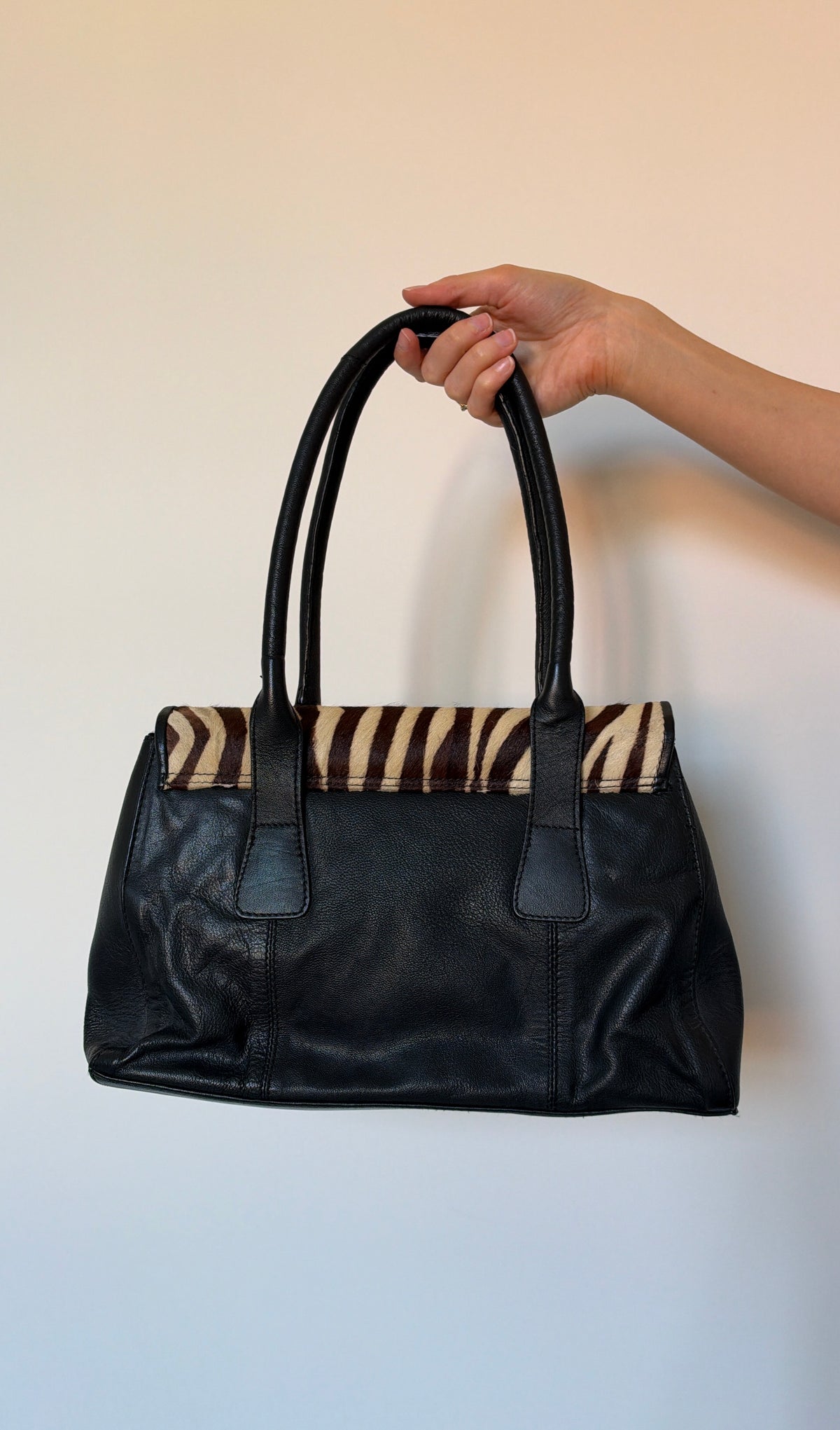 Vintage zebra skin leather bag