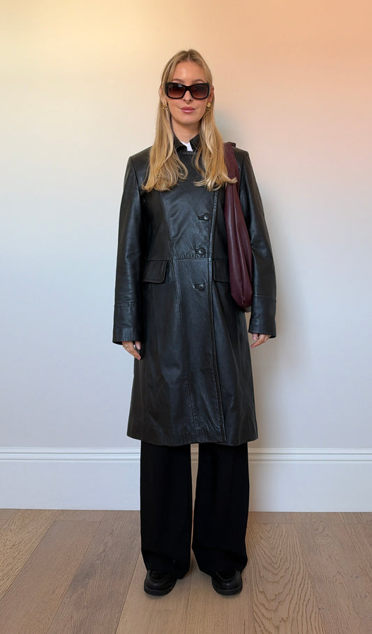 Vintage leather asymmetrical jacket