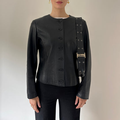 Vintage button up leather jacket