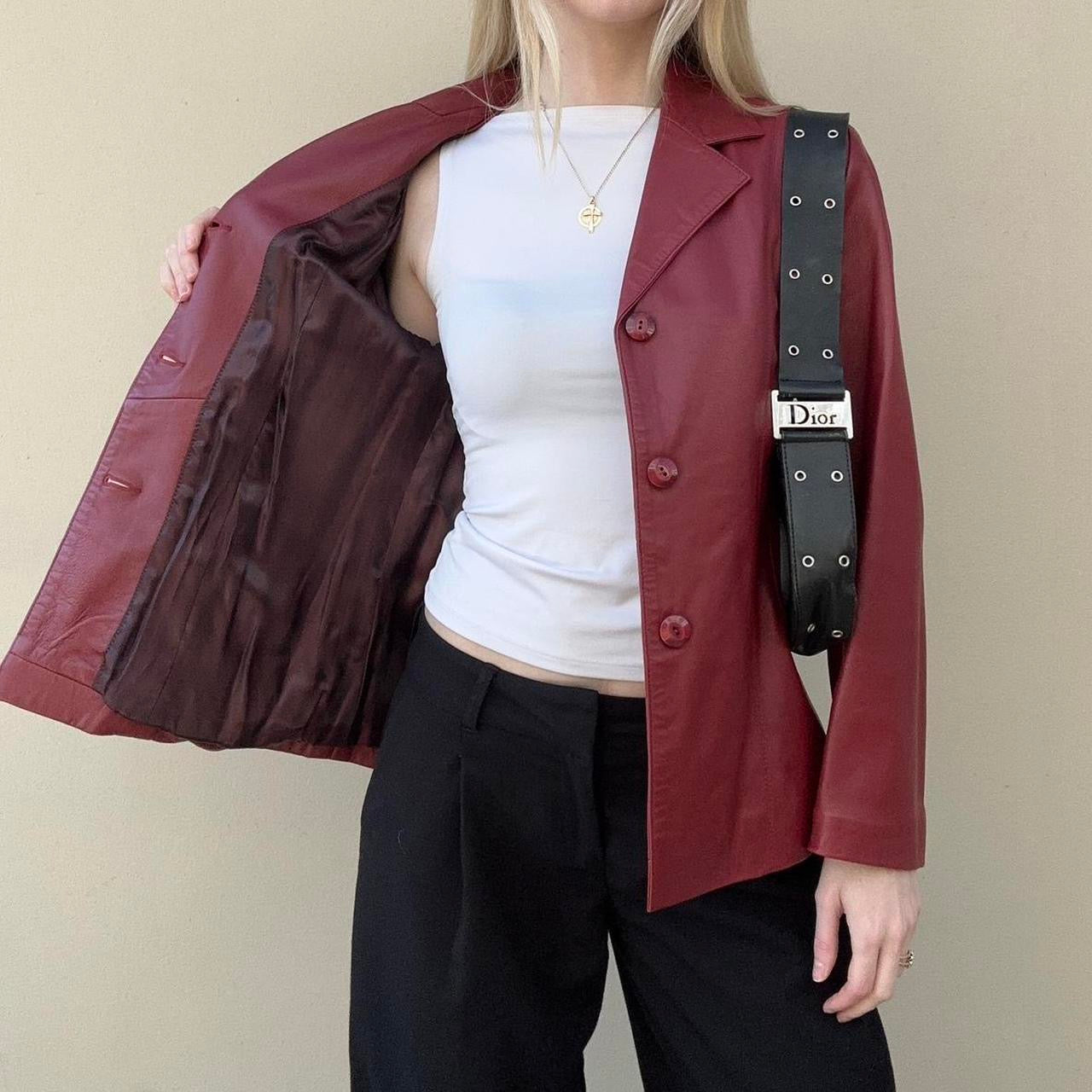 Vintage 00s burgundy leather blazer