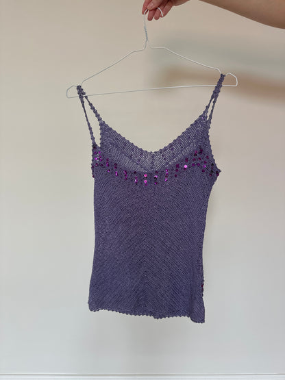 Vintage purple crochet sequin top