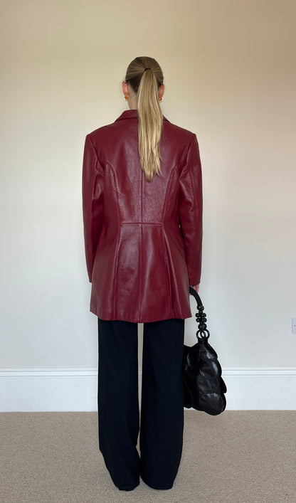 Vintage burgundy leather blazer