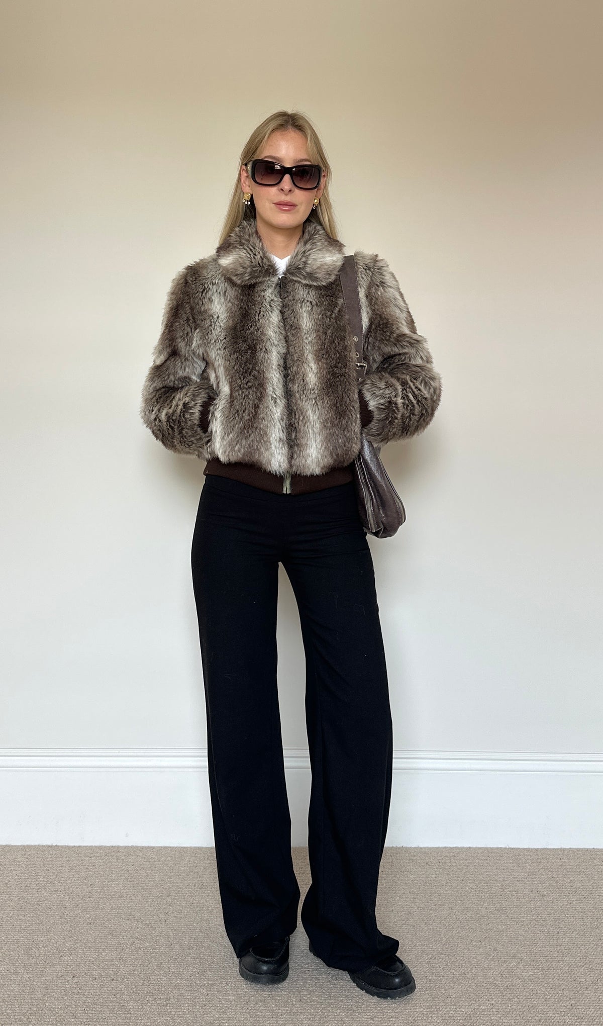 Vintage faux fur bomber jacket