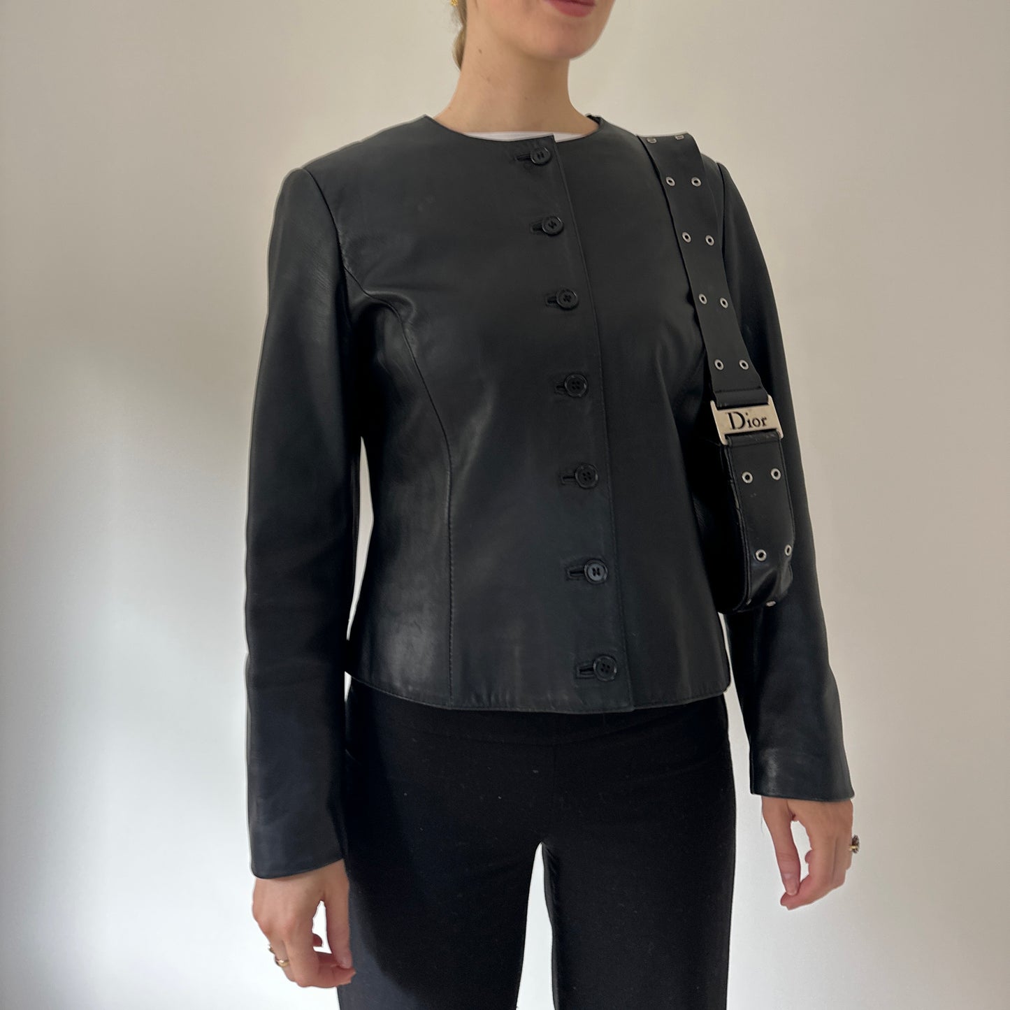 Vintage button up leather jacket