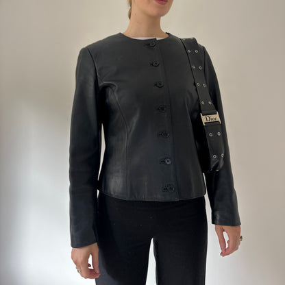Vintage button up leather jacket
