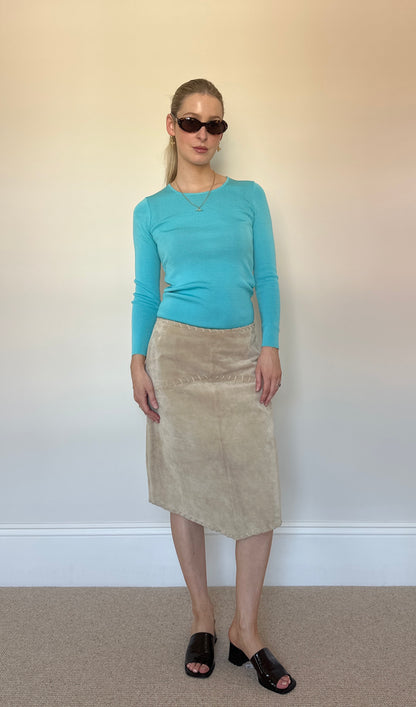 Vintage camel real suede skirt