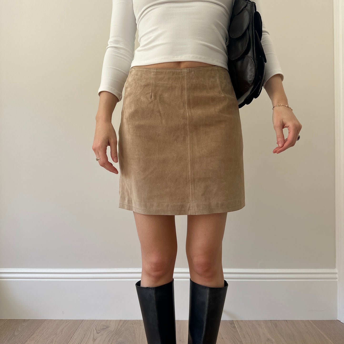 Vintage camel suede mini skirt