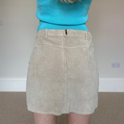 Vintage lace up suede mini skirt
