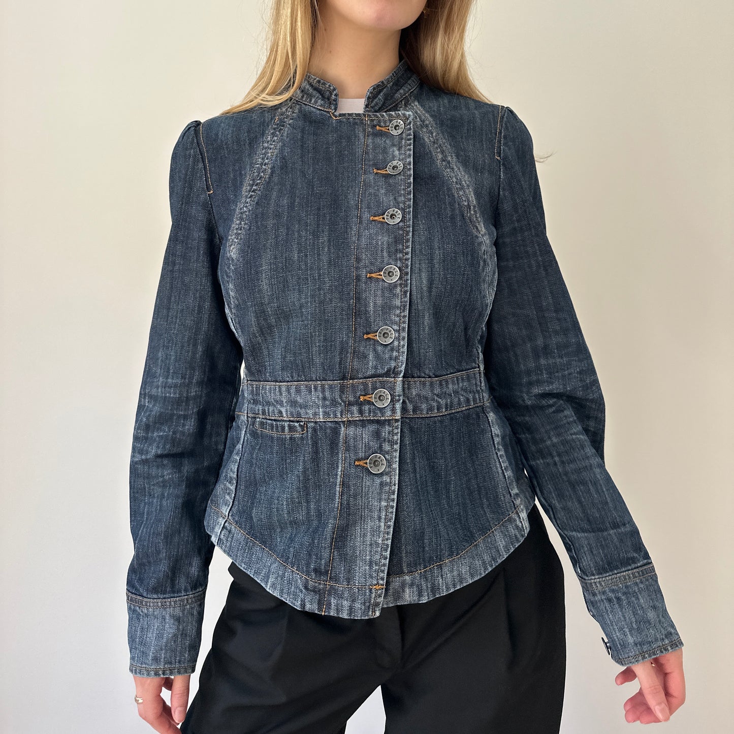 Vintage denim asymmetrical jacket