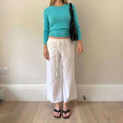Vintage white embroidered trousers